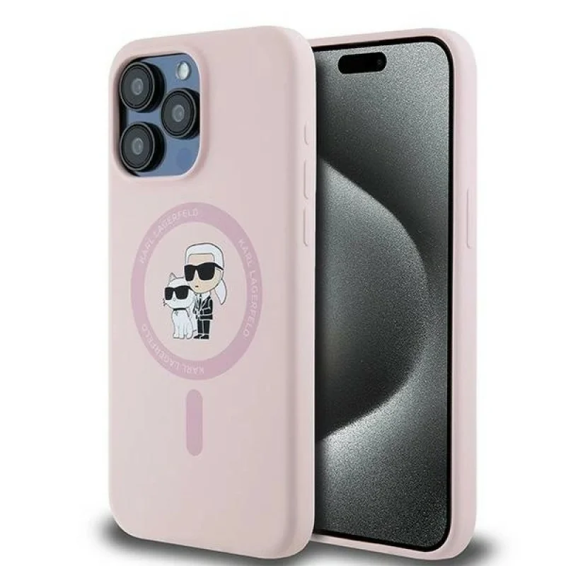 Karl Lagerfeld Iphone 15 Pro Max 6.7" Pink Hardcase Silicone Karl & Choupette Rin