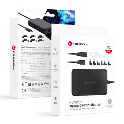 Forcell F-Energy E856 Uniwersal Laptop Charger 65W (6 Adaptors) - Czarny
