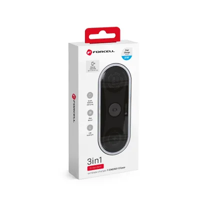 Wireless Charger Forcell F – Energy Ellipse 3W1 Qi Qc 15W Compatible With Apple + Cable Usb C Do Usb