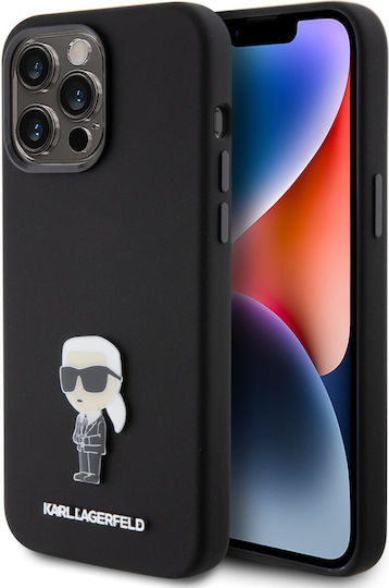 Karl Lagerfeld Iphone 15 Plus / 14 Plus 6.7" Black Silicone Ikonik Metal Pin