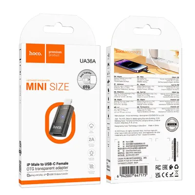 Adapter Otg Lightning To Usb C Hoco Ua36A Transparent Black