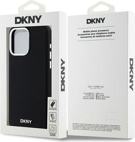 Dkny Iphone 15 Pro Max 6.7" Black Hardcase Liquid Silicone Small Metal Logo Magsafe