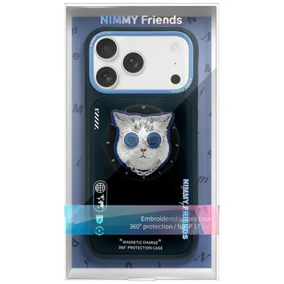 Nimmy Case Glasses Cool Cat Compatible With Magsafe For Iphone 17 Pro Black Blue