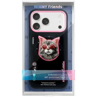 Nimmy Case Glasses Cool Cat Compatible With Magsafe For Iphone 17 Pro Black Pink