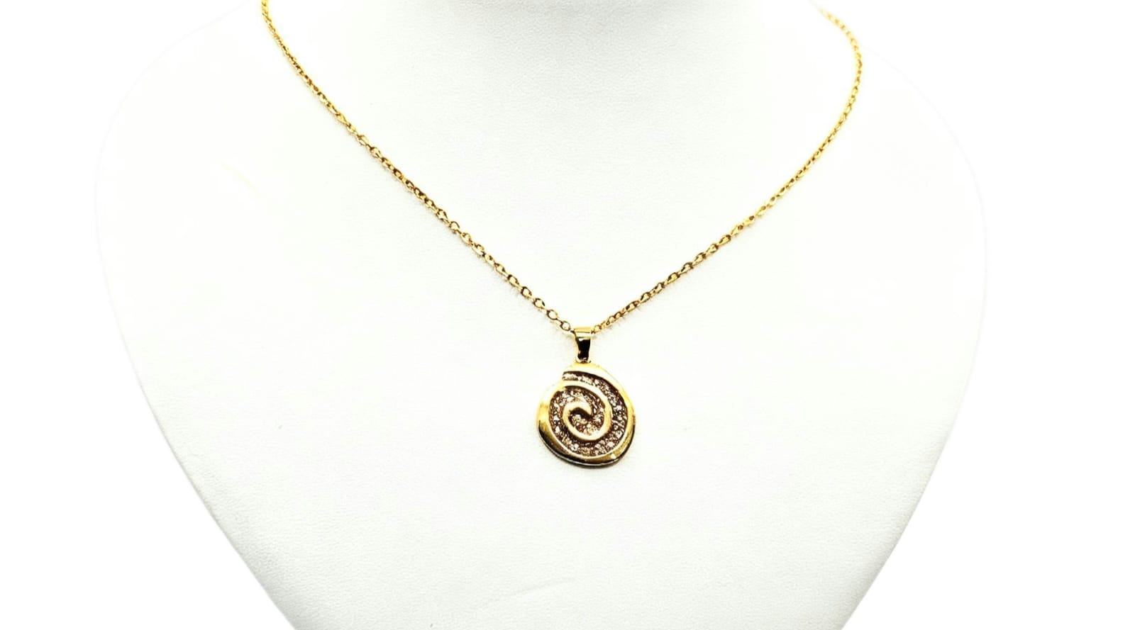 Gold Spiral Shape Necklace Medium Gold Glitter. Cod. 08