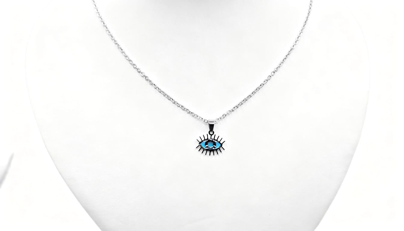 Silver Stainless Steel Eye Necklace. Cod. 16
