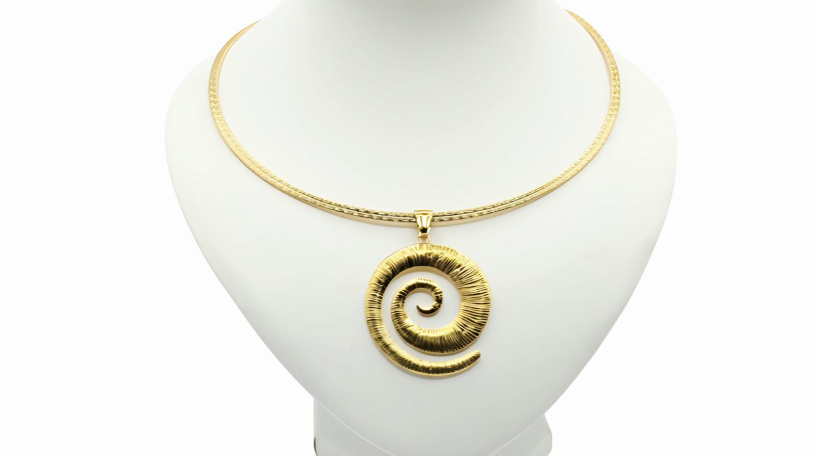 Round Choker Necklace Gold Stainless Steel Spiral. Cod.27