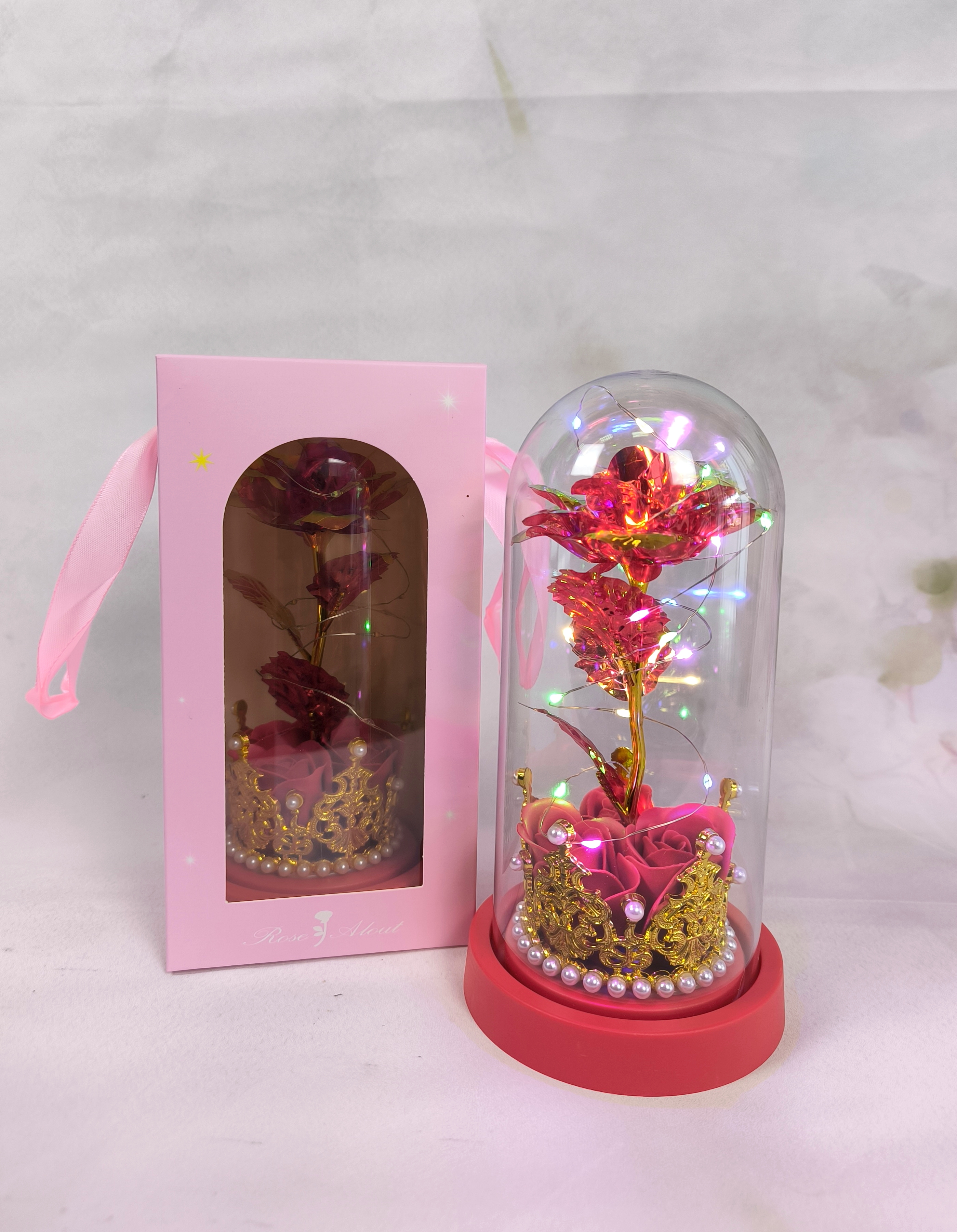 Plastic Rose decoration with Led lights