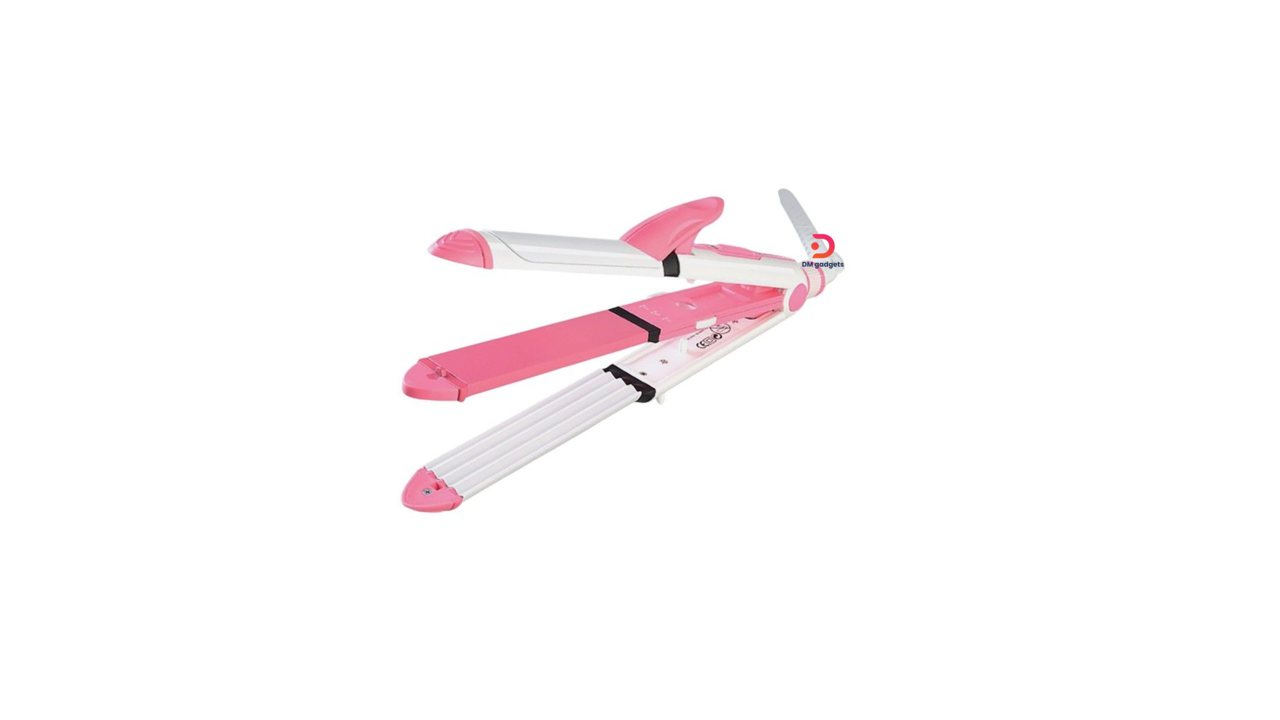 700T-2#Kemei®KM-1213 Hair straightener – 3in1 – Multistyler – Pink/White
