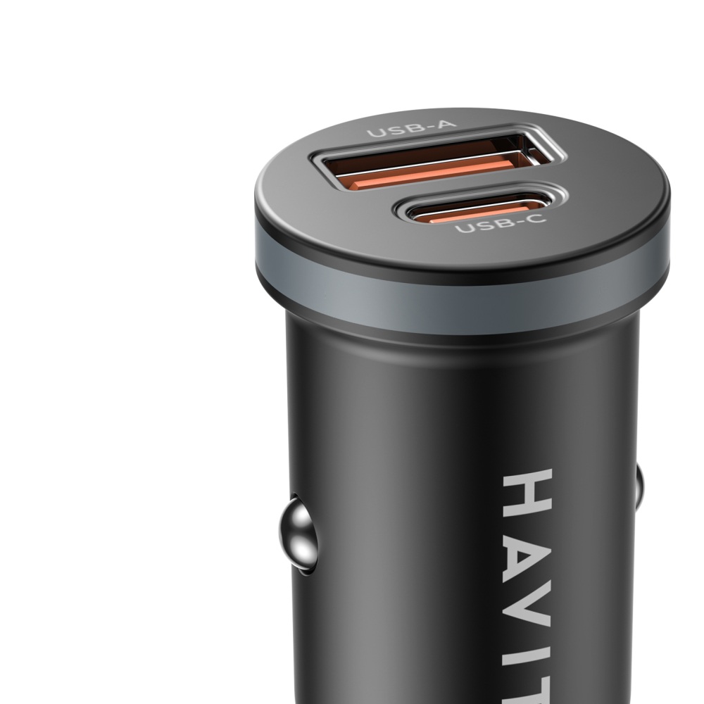 HAVIT CAR CHARGER 30W USB+USB-C Black CC2043