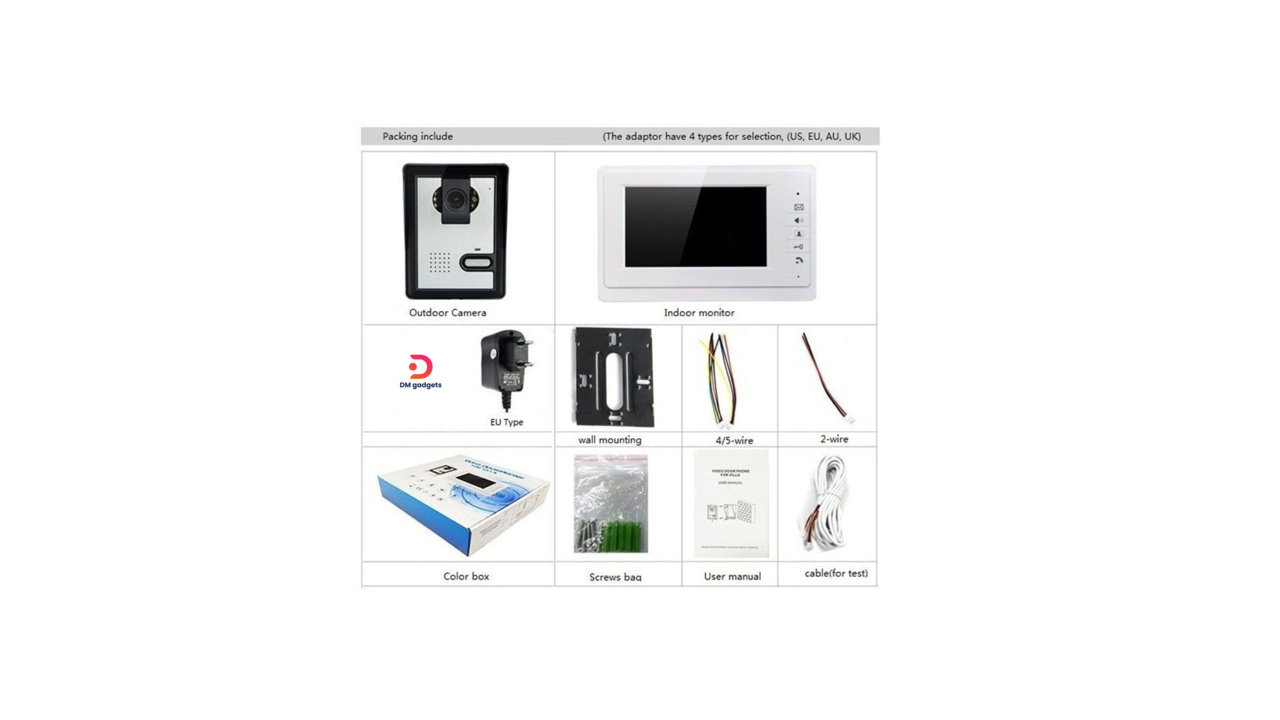 642AL-7#V70F®Video Door Phone Set with 7″ Color Screen – White