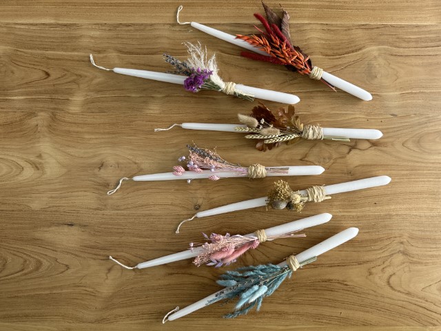 Dried Flower Easter Candle Lampada In White Colour