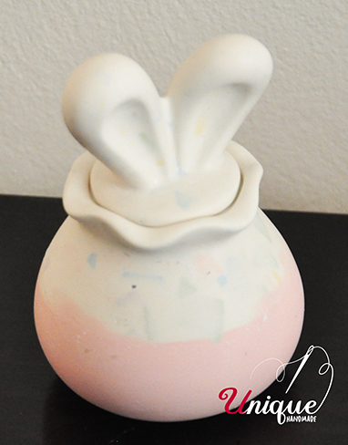 Rabbit Ear Candle Jar Colorful Chips Pink 2 Easter Decoration Lampada