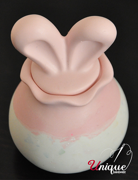 Rabbit Ear Candle Jar Colorful Chips Pink Easter Decoration Lampada