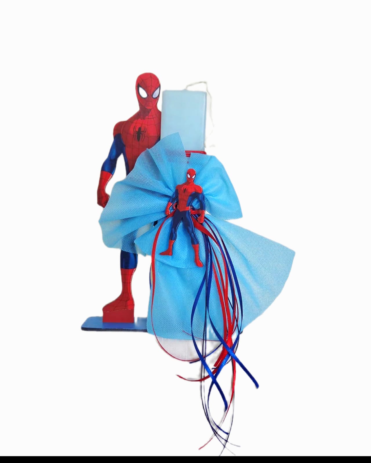 EASTER CANDLE WITH SPIDERMAN DECORATION WITH BASE.