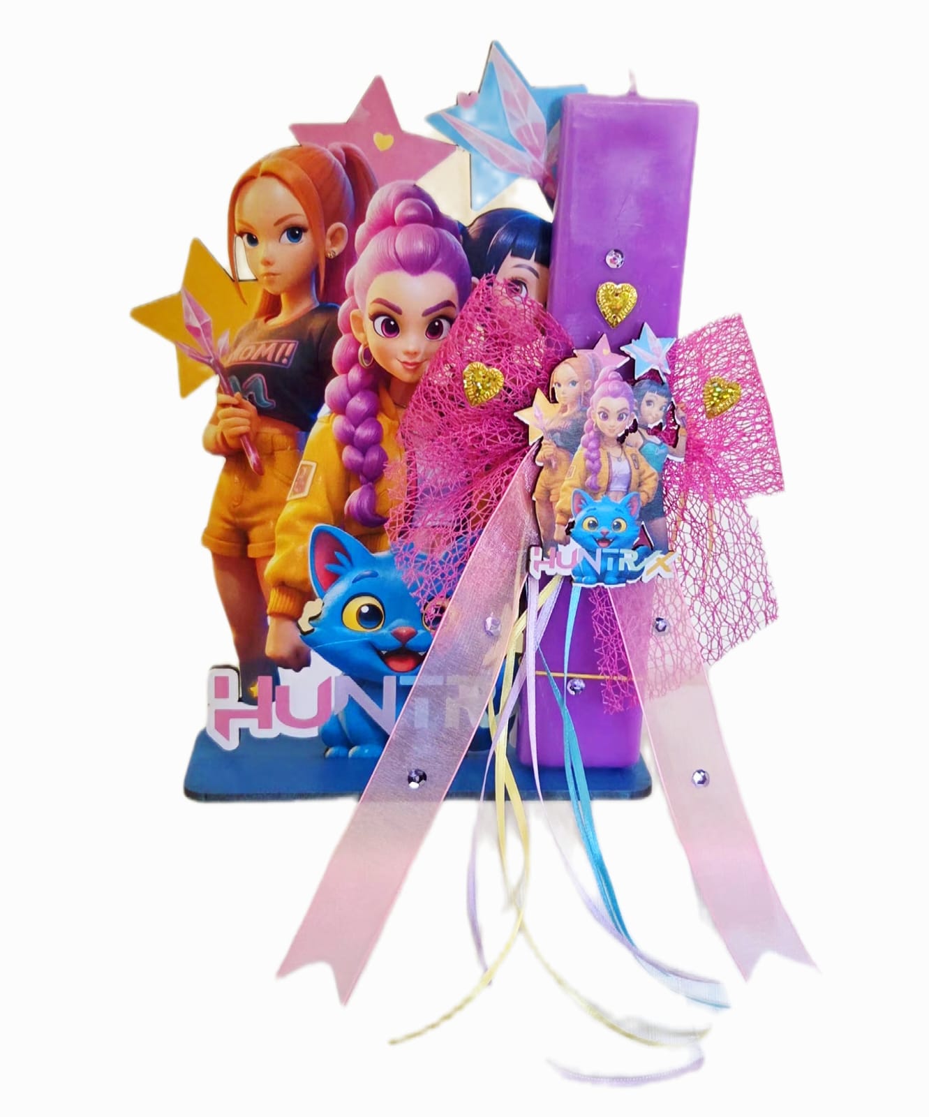 EASTER  CANDLE HUNTRIX DECORATIVE WITH BASE.