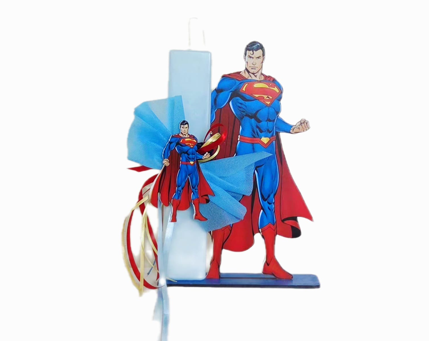EASTER CANDLE WITH SUPERMAN DECORATION WITH BASE