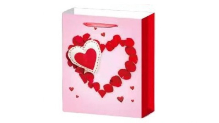 Gift bag for valentines with 2 hearts