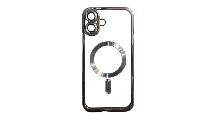 MagSafe Clear iPhone Case with silver Edge – Slim, Protective Iphone 16 plus