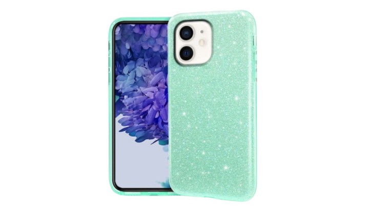 Green Double layer & glitter hard cover iphone 15 pro max
