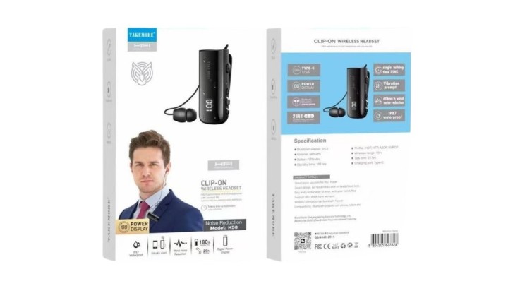 Takemore K58 Clip-On Wireless Headset – Noise Reduction & Power Display
