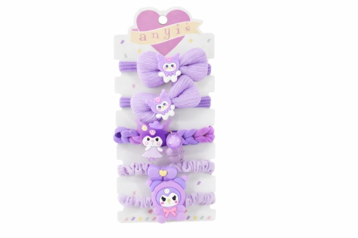 Kuromi Hair Ties Set – Purple Cute Elastic Hair Accessories for Girls