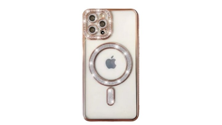 Gold Glitter MagSafe Case with Rhinestone Camera Protector iphone 16 plus