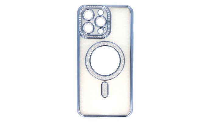 Blue Glitter MagSafe Case with Rhinestone Camera Protector iphone 16 plus