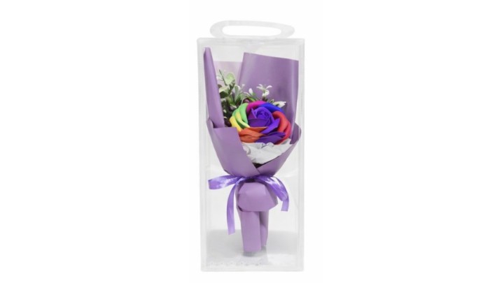 Purple Rainbow Rose Bouquet in Clear Gift Box
