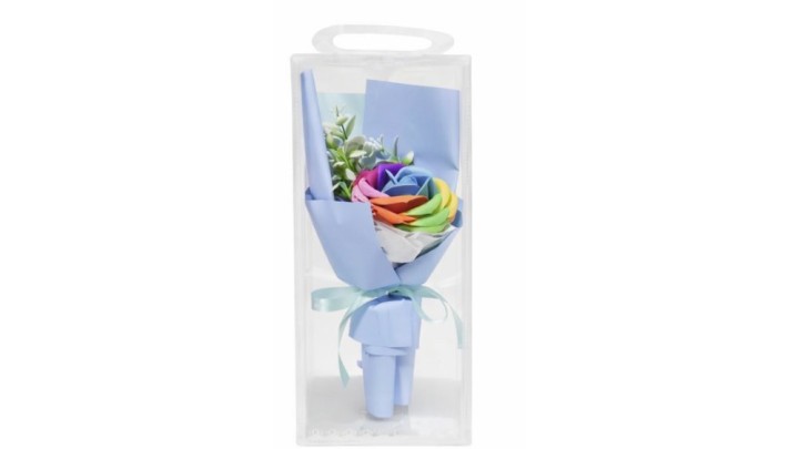Blue Rainbow Rose Bouquet in Clear Gift Box