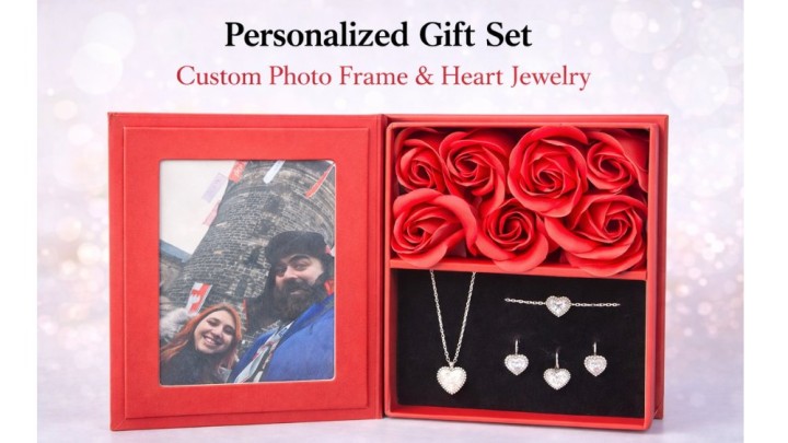 Personalized Heart Jewelry Gift Box with Custom Photo – Choose Color
