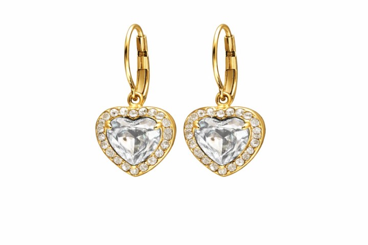 Heart Crystal Drop Earrings – Color Clear