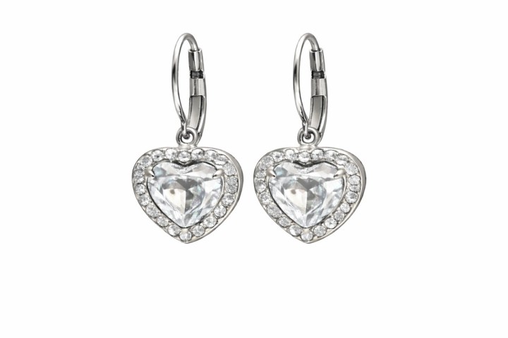 Heart Crystal Drop Earrings – Color Clear