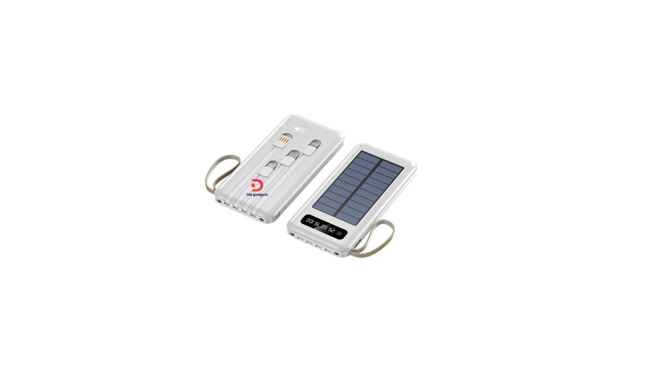 185RS2#YM®519 Powerbank with solar panel – 4in1 – 10,000mAh – White