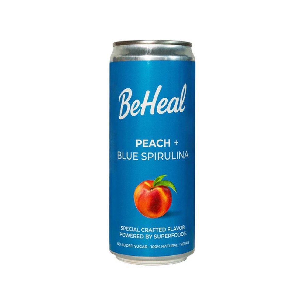 Peach And Blue Spirulina Soft Drink, 330 ml, BeHeal
