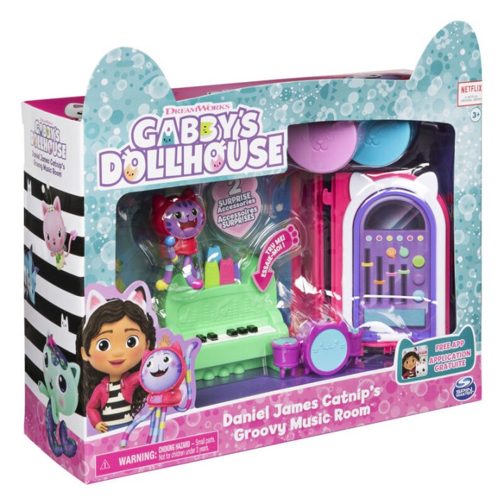 Spin Master Gabby'S Dollhouse: 'Daniel James Catnip' Groovy Music Room - Role Play Playset - Music D - Get ready to rock-out, with DJ Catnip, in the Gabby's Dollhouse Groovy Music Room