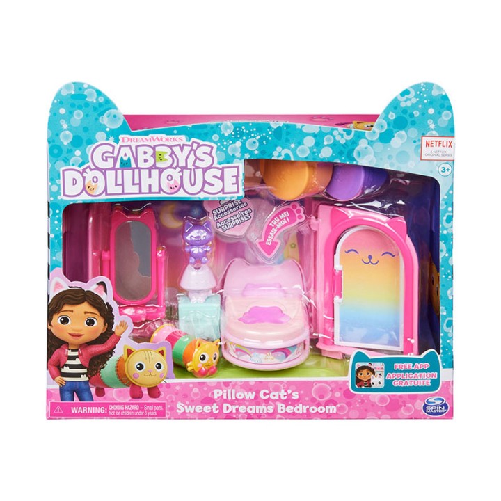 Spin Master Gabby'S Dollhouse: Pillow Cat'S Sweet Dreams Bedroom Deluxe Room Set - Doll Playset - Get ready for a cozy night in with Pillow Cat in the Gabby’s Dollhouse Sweet Dreams Bedroom