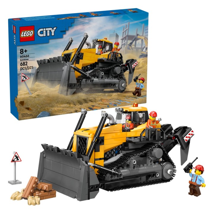 LEGO 60466 Yellow Bulldozer With Front Loader - Building Set - Fuel kids’ fascination for cool construction site vehicles with this LEGO® City Yellow Bulldozer ... - 682 Pieces