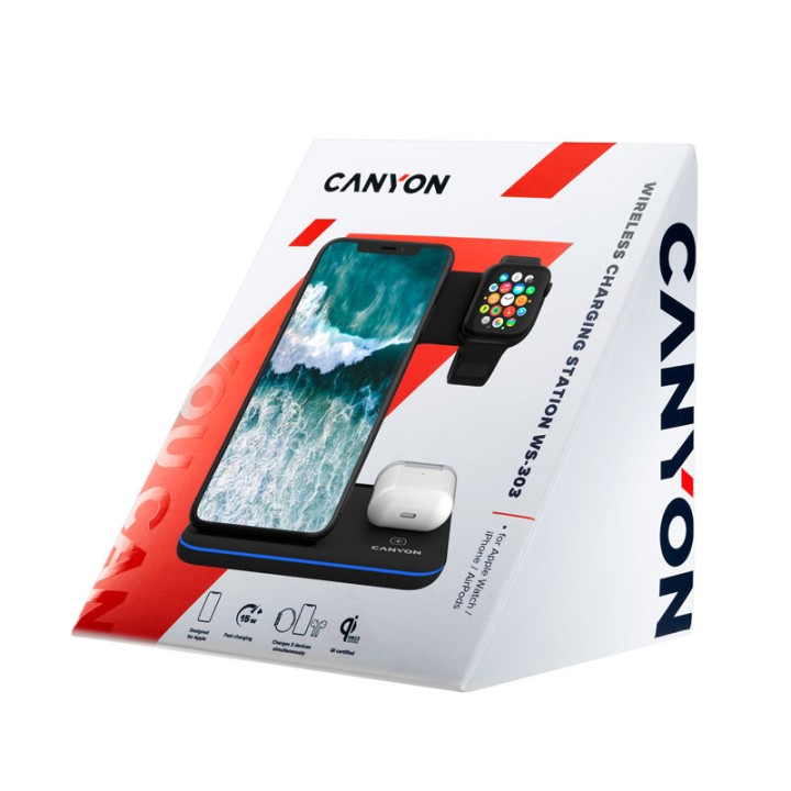 Canyon Wireless Charger Canyon Ws-303 15W 3In1 Black (Cns-Wcs303B)  6+ years