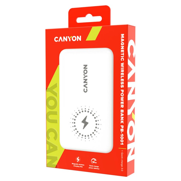 Canyon Power Bank Canyon Pb-1001 10000 Mah Pd 18W Qc 3.0 Wireless 10W White (Cns-Cpb1001W)  8+ years