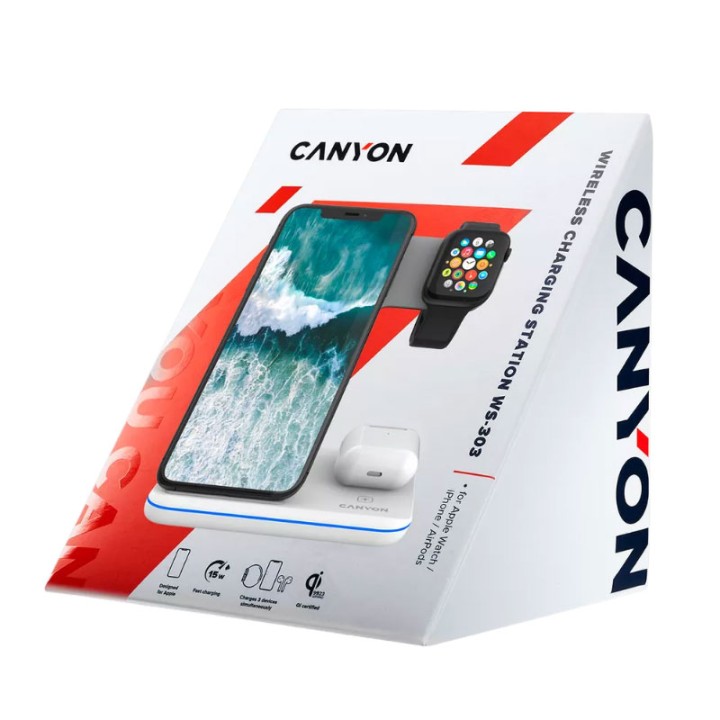 Canyon Wireless Charger Canyon Ws-303 15W 3In1 White (Cns-Wcs303W)  9+ years