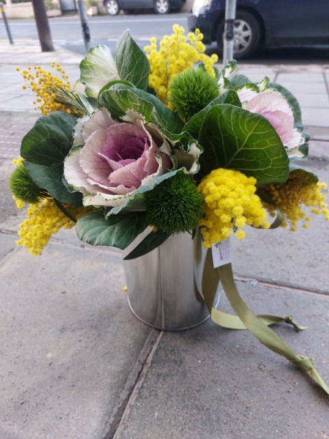 Flower Arrangement In metalic container