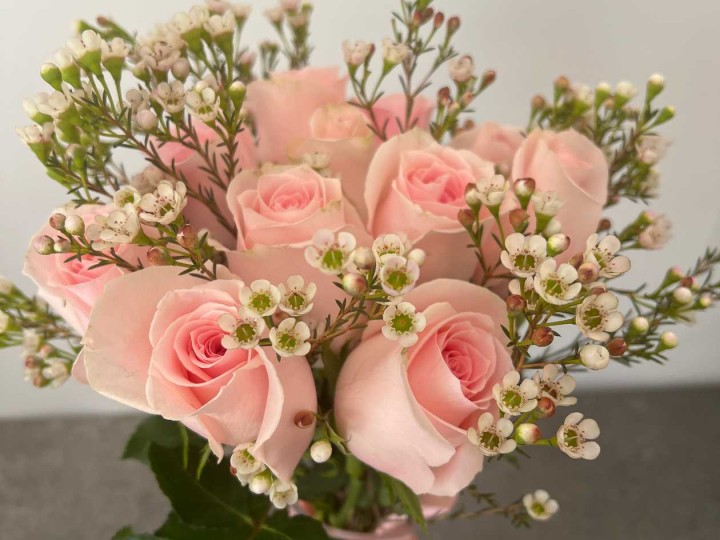 11 pink roses bouquet