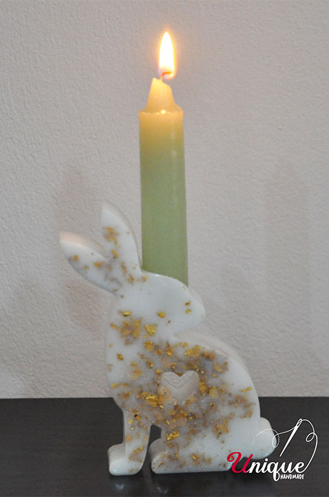 Set Handmade White Gold Candle Holder Easter Decoration