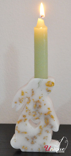 Set Handmade White Gold Candle Holder Easter Decoration