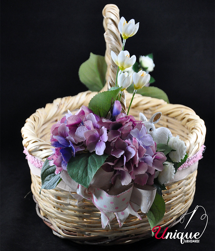 Handmade Wave Basket Easter Decorated Oval L