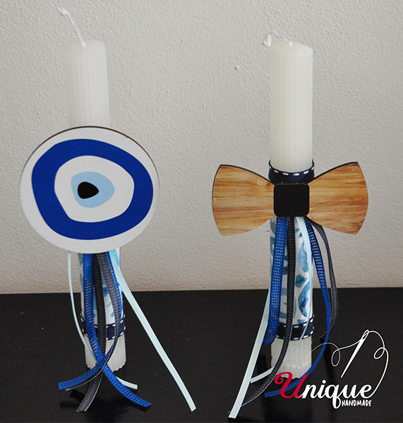 Blue Bow Easter Candle Lampada