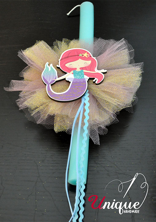 Lttle Mermaid Easter Candle Light Blue Lampada