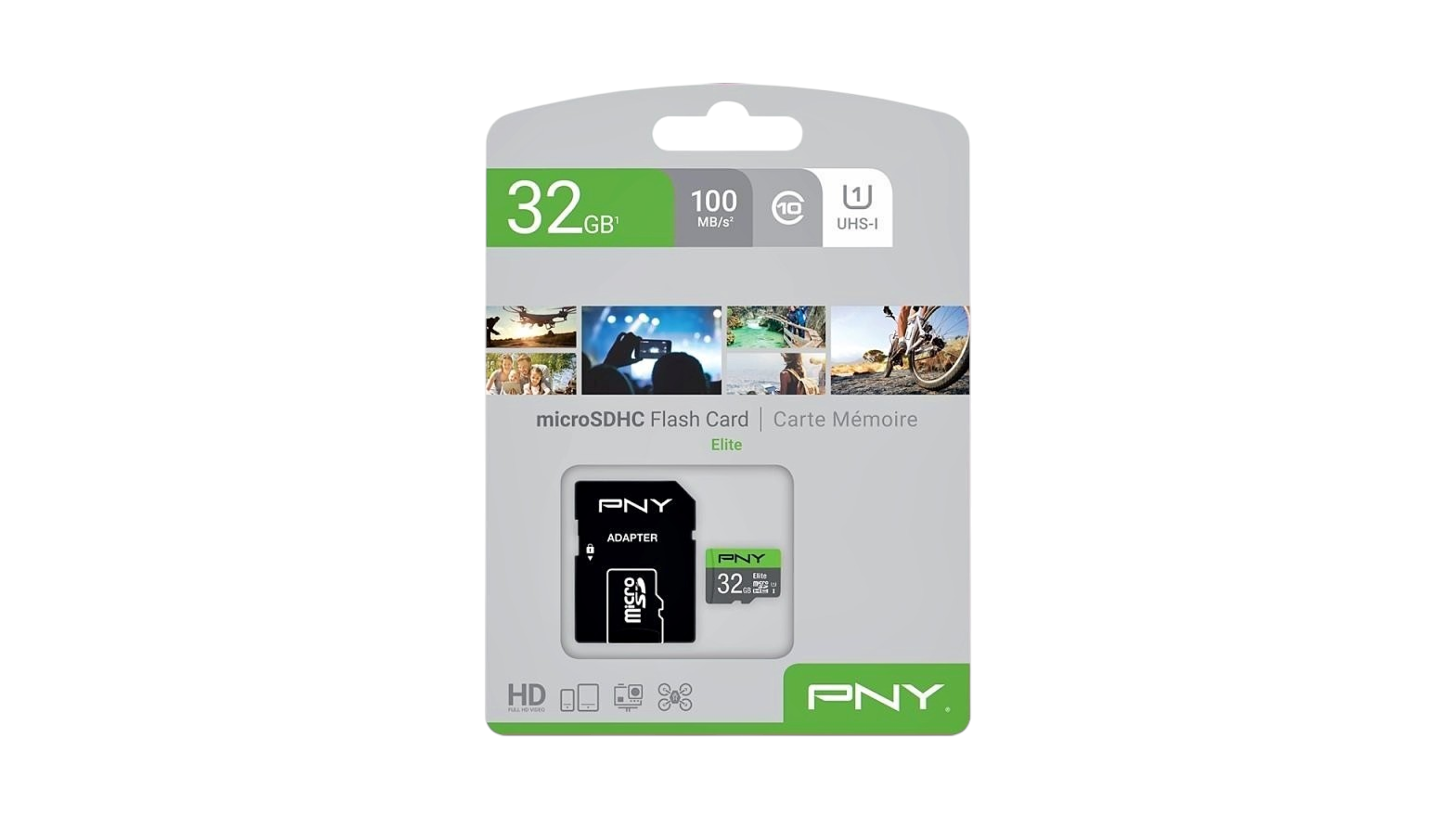 PNY Flash Memory MicroSD Card Elite with SD Adapter 32GB Class 10 UHS-I U1