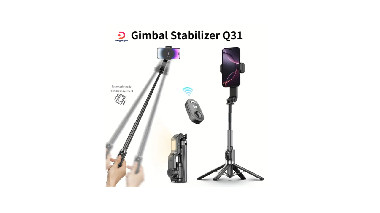 615L3#Q31®Gimbal Stabilizer Single-Axis Handheld Selfie Stick Tripod with Auto Face Tracking-Fill Light-Black